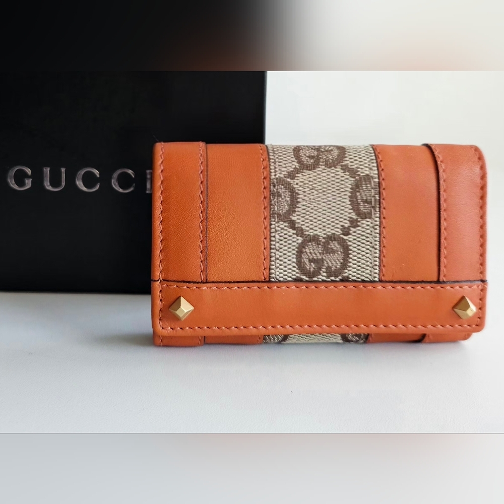 Gucci Brown Leather GG Key Case